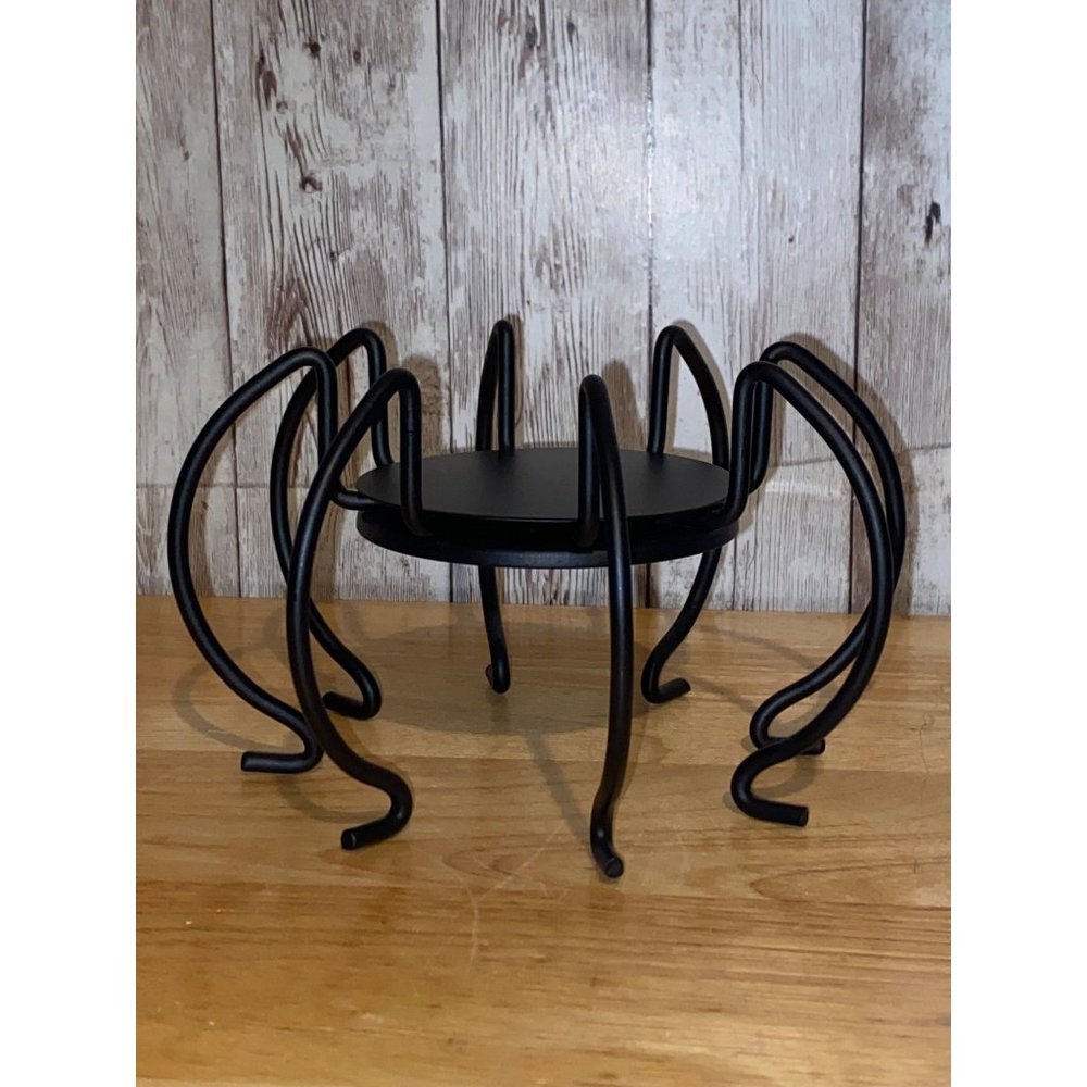 Partylite Black Metal Wrought Iron Creepy Spooky Spider Candle Holder Halloween
